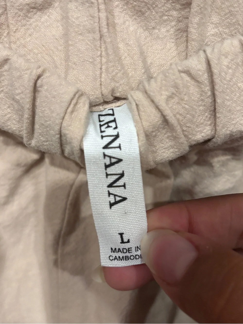 Zenana Tan Wide-Leg Pull-On Pants with Front Pockets - Women’s Large
